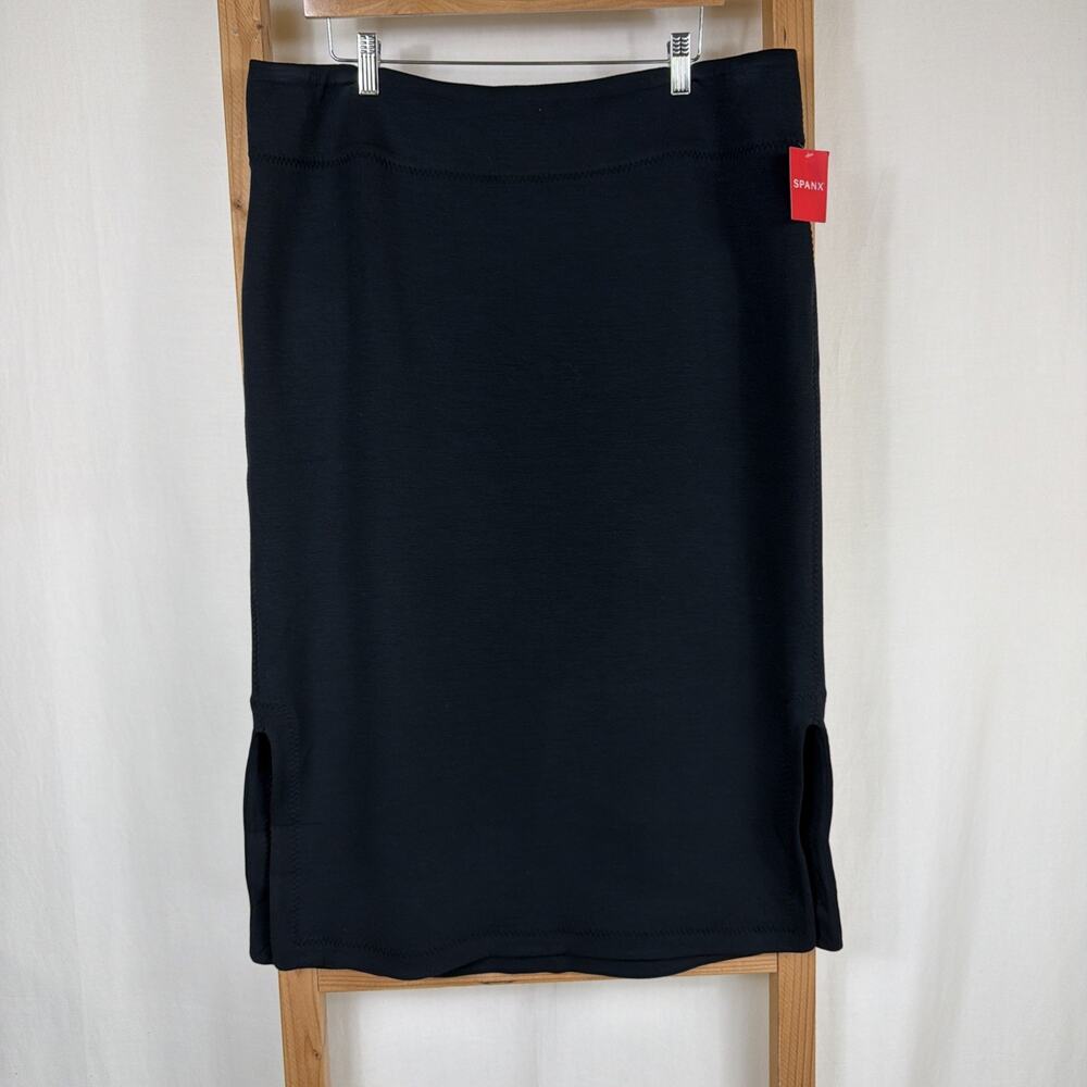 NWT Spanx Black Spacer Skirt Side Slits Zig Zag Stitching #1347 Size 2X